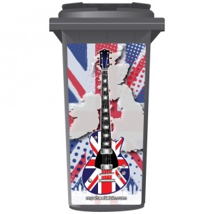 Union Jack Style Guitar Wheelie Bin Sticker Panel